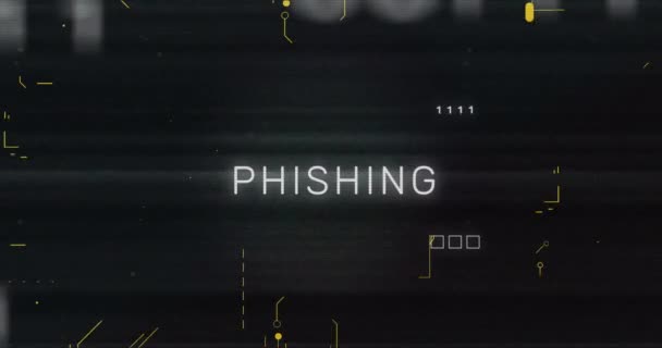 Animación Del Procesamiento Datos Codificación Binaria Sobre Texto Phishing Finanzas — Vídeos de Stock