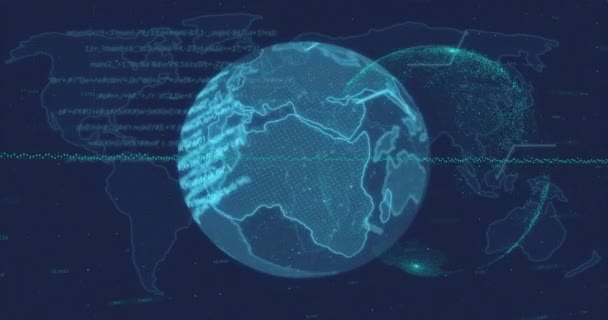 Animation Globe Data Processing Dark Background Globális Pénzügyi Üzleti Kapcsolati — Stock videók