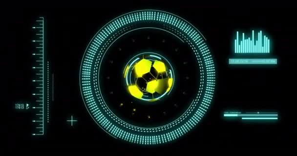 Animazione Elaborazione Dati Diagrammi Calcio Movimento Tecnologia Globale Sport Interfaccia — Video Stock