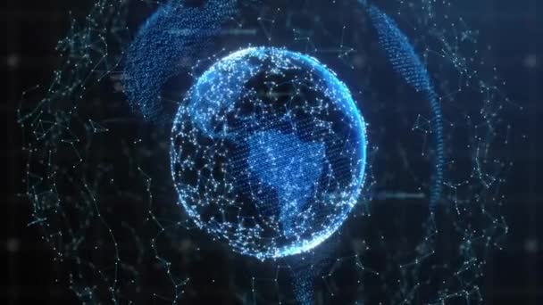 Animation Von Verbindungen Und Datenverarbeitung Über Den Globus Globale Verbindungen — Stockvideo
