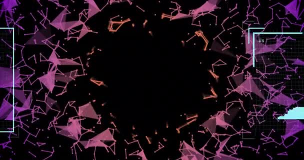 Biyometrik Fotoğraf Animasyonu Dijital Veri Işleme Siyah Arkaplan Üzerindeki Bağlantılar — Stok video