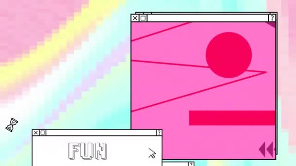 Bilgisayar Ekranları Canlı Arkaplan Üzerinde Funk Metin Animasyonu Dijital Olarak — Stok video