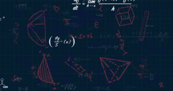 Animație Prelucrare Datelor Matematice Fundal Întunecat Știința Globală Conexiunile Calculul — Videoclip de stoc