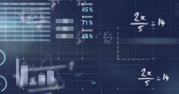 Animation Der Digitalen Datenverarbeitung Auf Schwarzem Hintergrund Globales Finanz Geschäfts — Stockvideo
