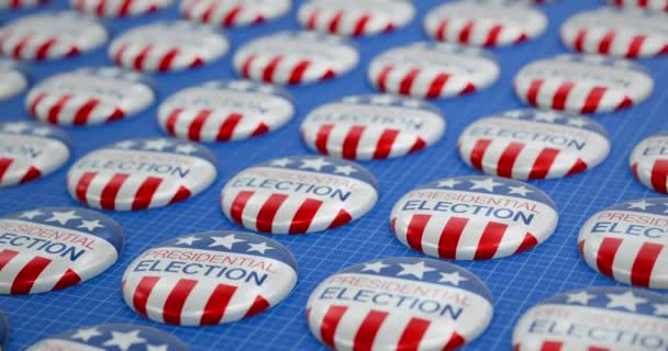 Κινούμενα Σχέδια Των Προεδρικών Εκλογών Κείμενο Αμερικανική Σημαία Κονκάρδες Κουμπί — Αρχείο Βίντεο