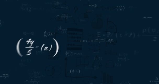 Karanlık Arka Planda Matematiksel Veri Işleme Animasyonu Küresel Bilim Bağlantılar — Stok video