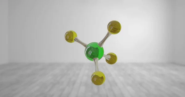 Imagem Modelo Micro Das Moléculas Sobre Fundo Cinzento Conceito Ciência — Fotografia de Stock
