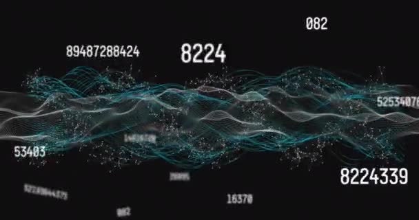 在黑色背景上动画Dna链 光迹和数据处理 全球科学 计算和数据处理概念 — 图库视频影像