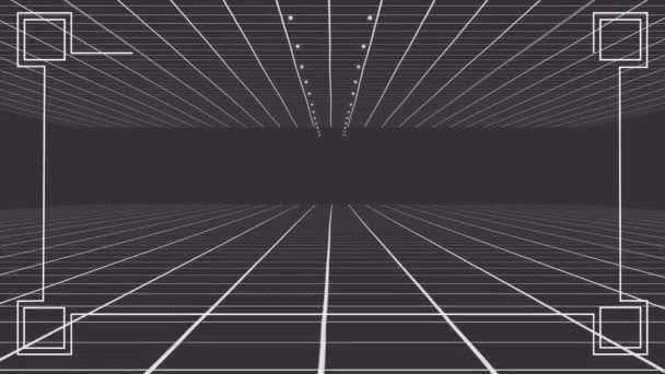 Animacja Białej Ramki Linii Miejscem Kopiowania Czarnym Tle Globalna Technologia — Wideo stockowe