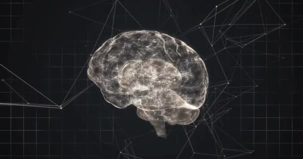 Animatie Van Menselijke Hersenen Gegevensverwerking Donkere Achtergrond Mondiale Wetenschap Onderzoek — Stockvideo