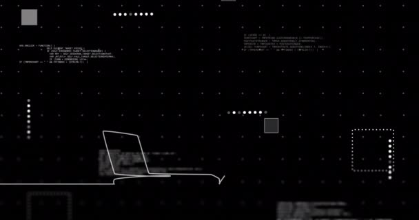 Animáció Körvonalairól Aki Számítógépes Adatfeldolgozást Használ Fekete Háttérrel Globális Mesterséges — Stock videók
