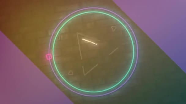 Animatie Van Neon Play Icoon Neon Patroon Achtergrond Mondiaal Videospelletje — Stockvideo
