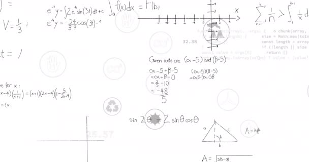 Анімація Обробки Математичних Даних Білому Тлі Глобальна Наука Язки Обчислення — стокове відео
