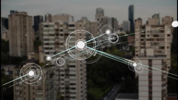 경관을 네트워크의 애니메이션 글로벌 비즈니스 컴퓨팅 데이터 디지털 방식으로 생성된 — 비디오