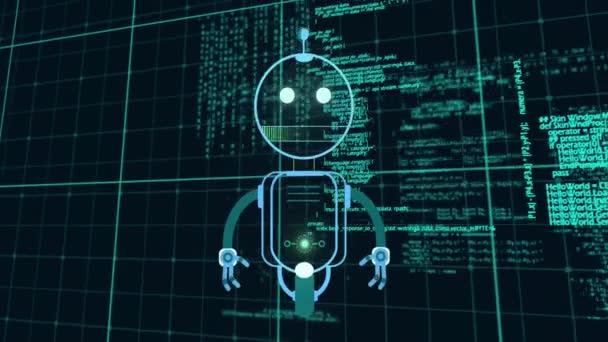 Animación Chat Bot Procesamiento Datos Inteligencia Artificial Global Conexiones Computación — Vídeo de stock