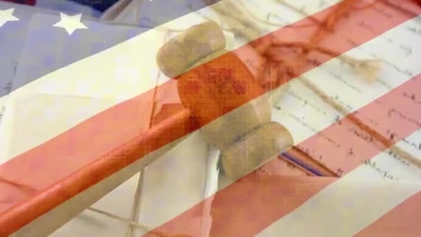 가벨과 문서에 미국의 국기의 애니메이션 애국주의 디지털 방식으로 비디오 — 비디오