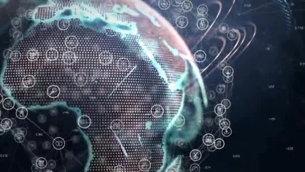 Animatie Van Het Netwerk Van Verbindingen Hele Wereld Mondiale Verbindingen — Stockvideo