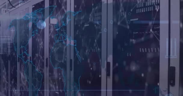 Animazione Dell Elaborazione Digitale Dei Dati Server Informatici Connessioni Globali — Video Stock