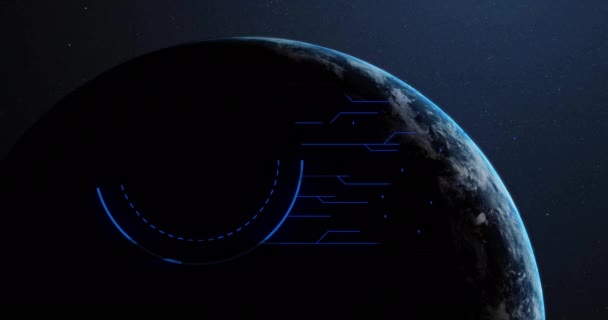 Анімація Біометричних Відбитків Пальців Єднання Замком Глобусі Темному Тлі Глобальні — стокове відео