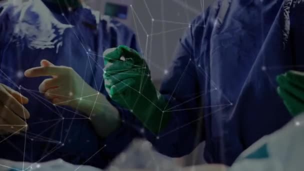 Animação Conexões Sobre Diversos Cirurgiões Conceito Medicina Global Conexões Computação — Vídeo de Stock