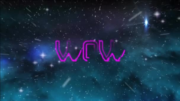 Animation Glühenden Wow Textes Über Glühenden Flecken Hintergrund Globales Videospiel — Stockvideo