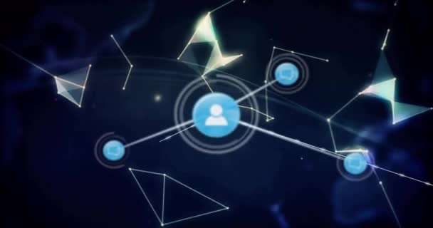 Animação Rede Conexões Com Pontos Sobre Globo Conexões Globais Computação — Vídeo de Stock