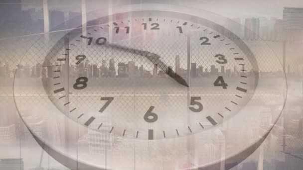 Animation Horloge Mobile Sur Rue Paysage Urbain Concept Global Entreprise — Video