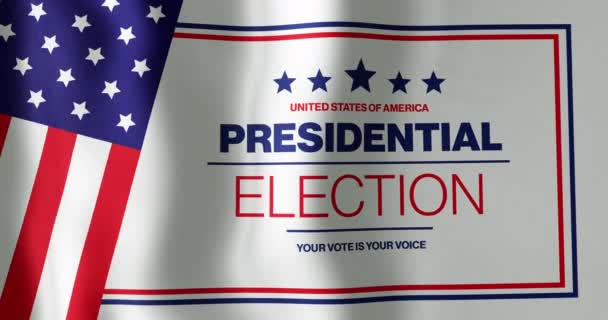 Animatie Van Amerikaanse Presidentsverkiezingen Stem Stem Tekst Met Amerikaanse Vlag — Stockvideo