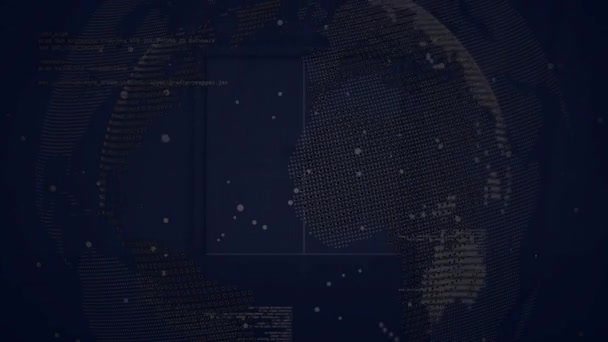 Animación Globo Procesamiento Datos Digitales Través Servidores Informáticos Conexiones Globales — Vídeos de Stock