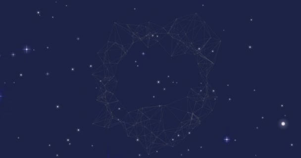 Animacja Połączeń Wirujących Nad Globem Nocnym Niebie Koncepcja Globalnych Połączeń — Wideo stockowe