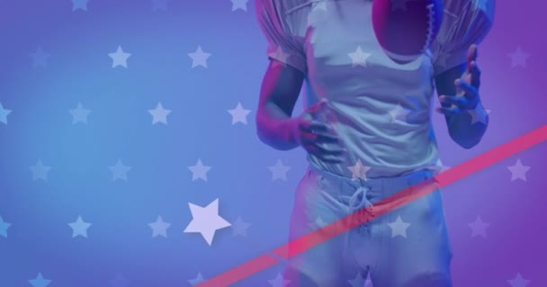 Kafkas Amerikan Futbolcusu Amerikan Bayrağının Animasyonu Amerikan Vatanseverliği Spor Rekabet — Stok video