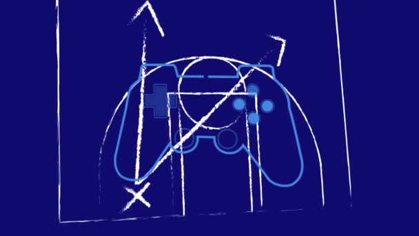 Анімація Геймпад Над Планом Матчу Синьому Фоні Спортивні Ігри Концепція — стокове відео