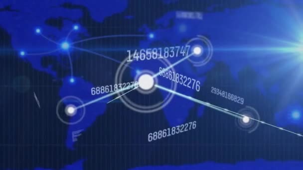 Animação Rede Conexões Mapa Mundo Fundo Escuro Conexões Globais Computação — Vídeo de Stock