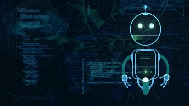 Aiチャットボットとデータ処理のアニメーション グローバル人工知能 コンピューティング データ処理コンセプトデジタル生成ビデオ — ストック動画