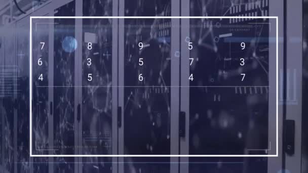 コンピュータサーバー上のデータ処理のアニメーション グローバル接続 コンピューティング データ処理の概念デジタル生成されたビデオ — ストック動画
