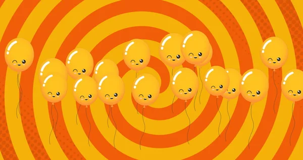Image Orange Balloons Flying Orange Spinning Background Party Celebration Concept — Stock Photo, Image