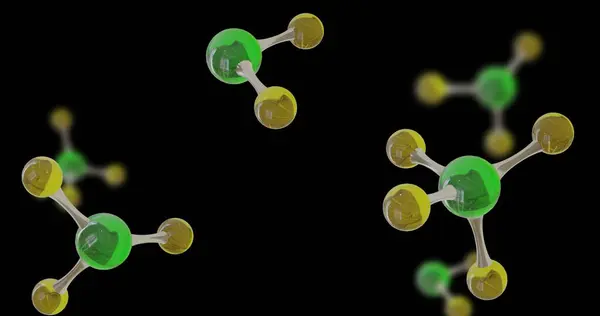 Imagem Micro Moléculas Sobre Fundo Preto Conceito Ciência Global Pesquisa — Fotografia de Stock