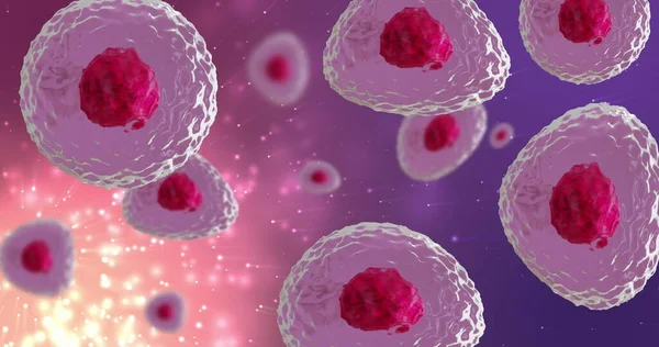Bild Von Mikrozellen Aus Roten Und Rosa Zellen Auf Rosa — Stockfoto