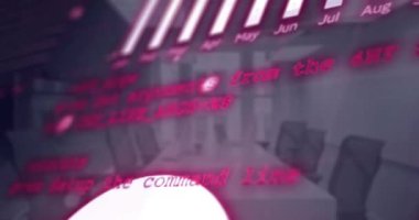 Ofisteki masada finansal veri işleme animasyonu. Küresel finans, iş, bağlantılar, hesaplama ve veri işleme kavramı dijital olarak oluşturulmuş video.