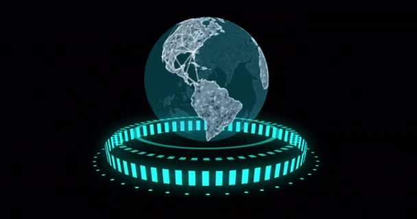 Анимация Обработки Данных Всему Миру Глобальный Искусственный Интеллект Связи Вычислительная — стоковое видео
