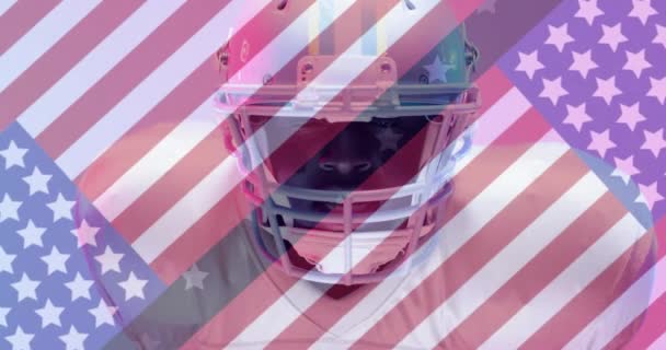 Animation African American American Football Player Flag Usa American Patriotism — Stock Video