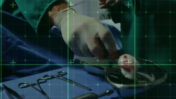 Анімація Форм Рухаються Над Хірургами Під Час Операції Концепція Медицини — стокове відео