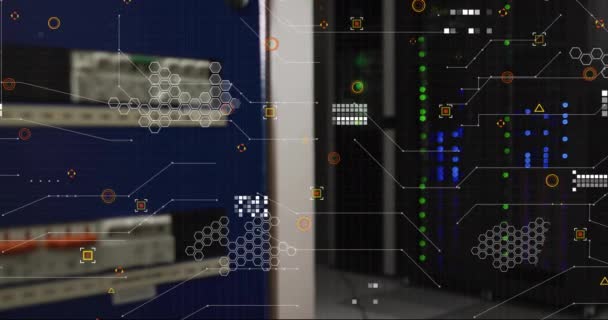 在计算机服务器上动画数字数据处理 全球连接 计算和数据处理概念数字生成的视频 — 图库视频影像