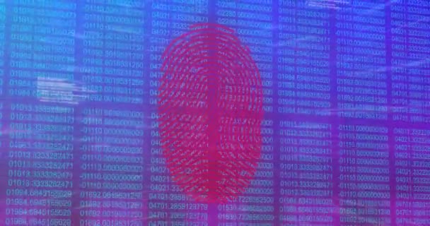 Animasjon Biometrisk Fingeravtrykk Digital Databehandling Skjermer Globalt Nettsikkerhet Tilkoblinger Databehandling – stockvideo