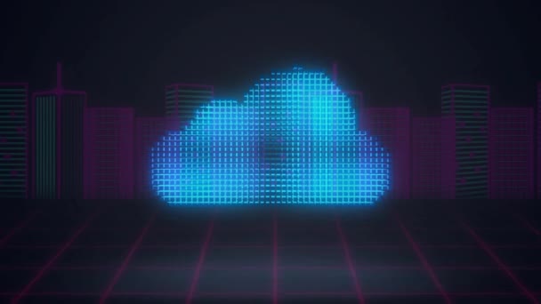Animacja Cyfrowego Kłódki Chmury Ekranu Tle Siatki Globalne Bezpieczeństwo Cybernetyczne — Wideo stockowe