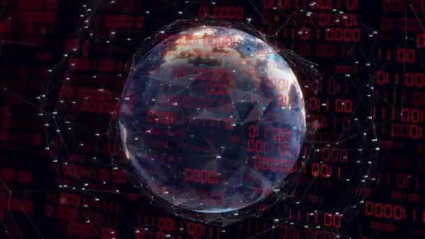 Animatie Van Het Netwerk Van Verbindingen Gegevensverwerking Hele Wereld Mondiale — Stockvideo