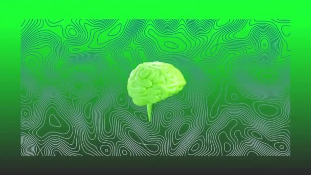 Animação Cérebro Humano Girando Sobre Fundo Padrão Brilhante Conceito Ciência — Vídeo de Stock