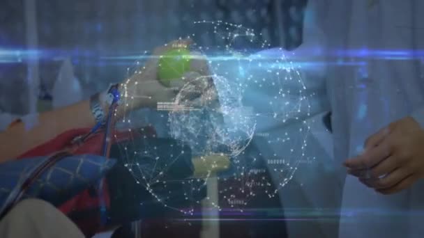 Çeşitli Bilim Adamlarıyla Olan Bağlantıların Animasyonu Küresel Bilim Tıp Bağlantılar — Stok video