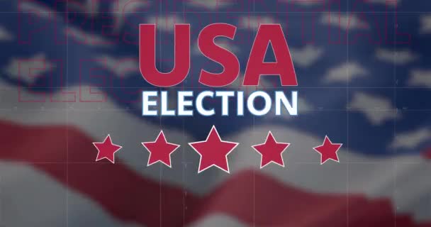 Animasi Dari Teks Pemilu Usa Atas Lencana Dan Bendera Usa — Stok Video