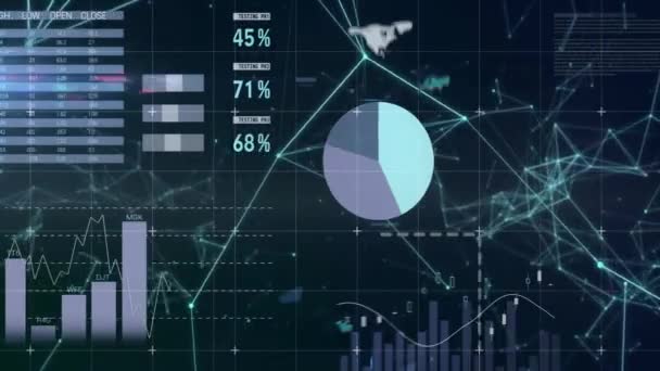 Animace Zpracování Finančních Údajů Tmavém Pozadí Globální Koncepce Podnikání Připojení — Stock video